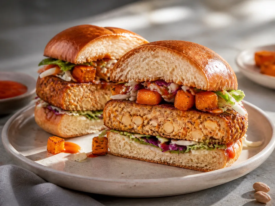 Peanut Carrot White Bean Burgers
