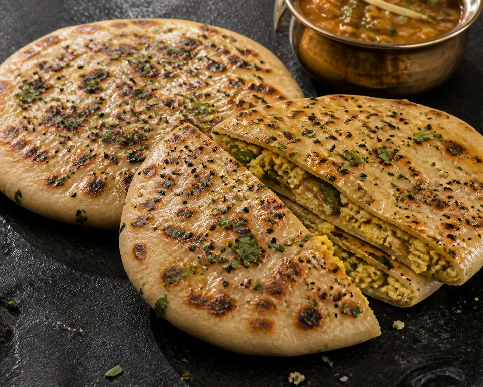 Paneer Kulcha Recipe | Paneer Stuffed Kulcha Naan - Dhaba Style