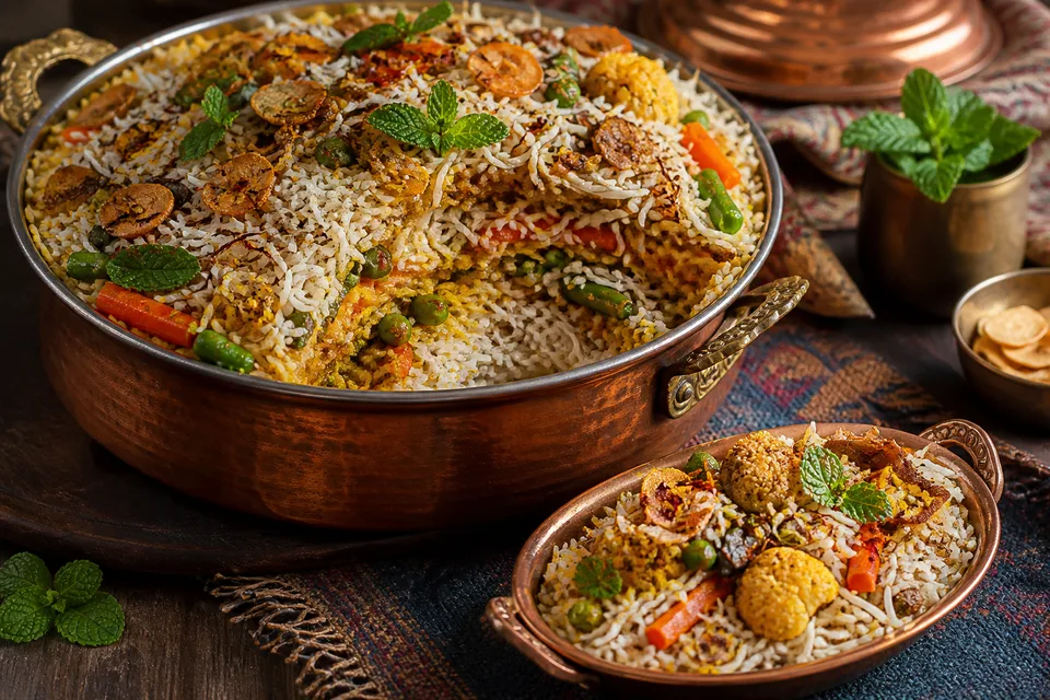 3 Layer Garlicky Veg Biryani